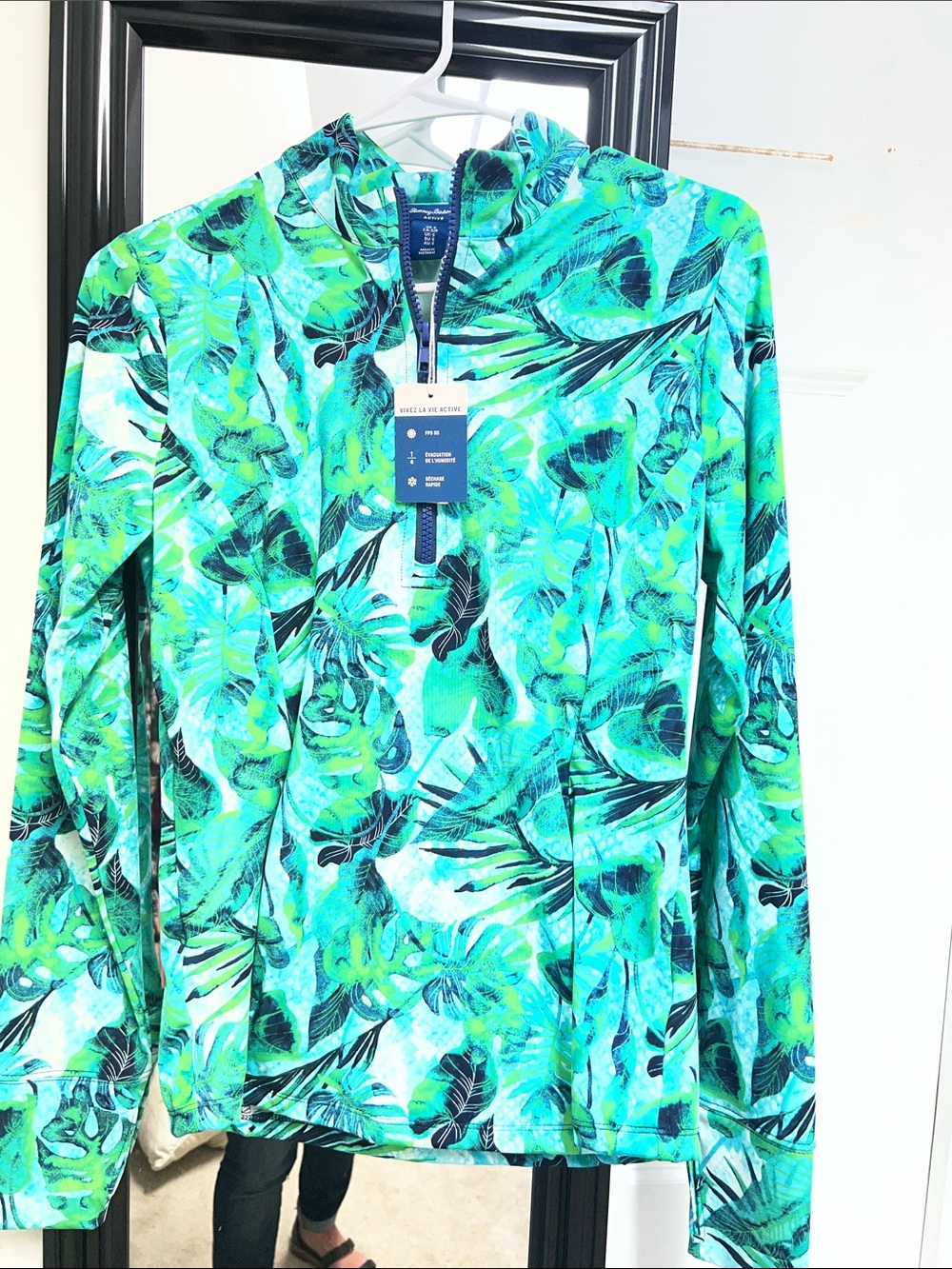 Tommy Bahama Women’s Hooded Half-Zip Jacket - Tropical Teal Print
